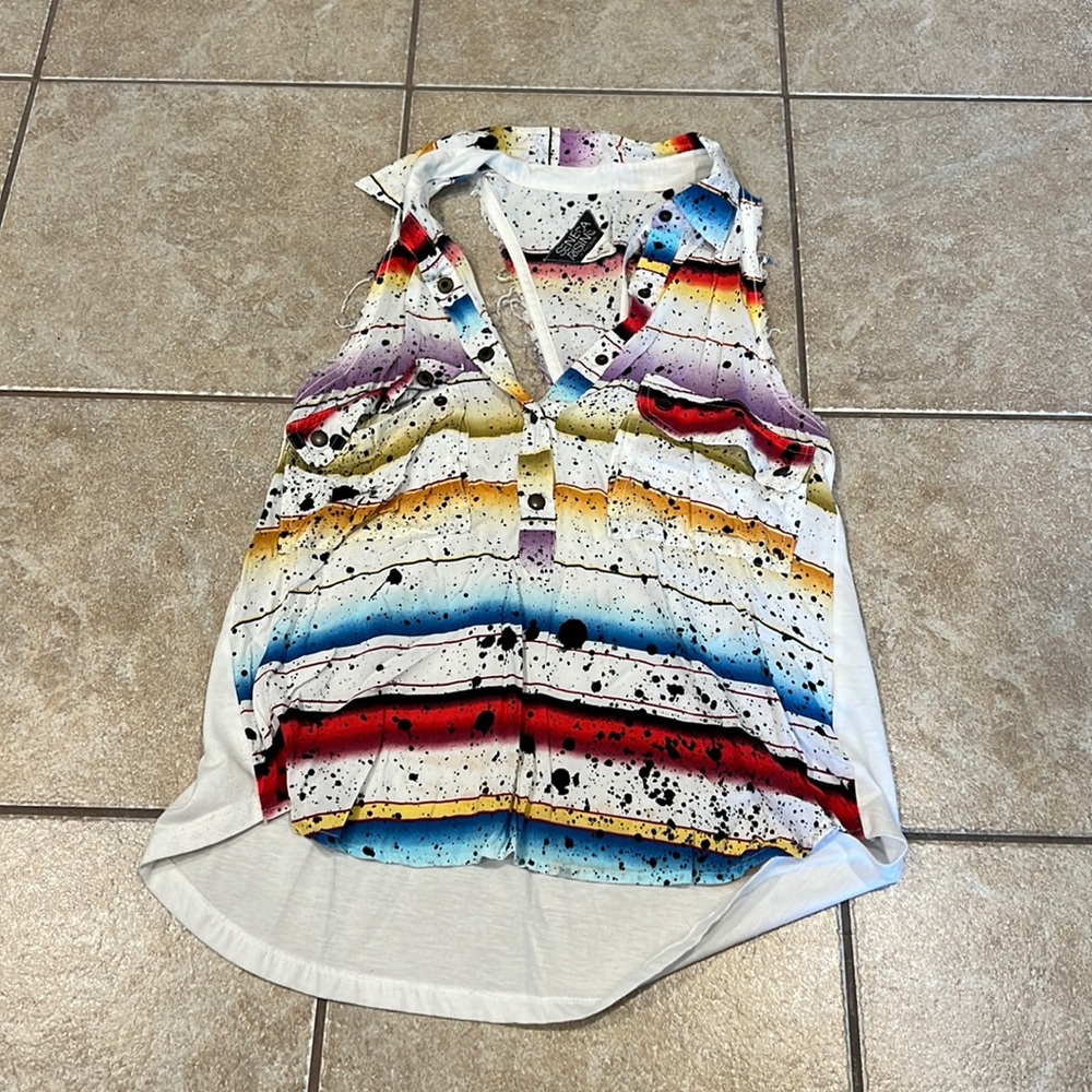 Seneca Rising PacSun Striped Inkblot Collared Button Down Tank Size Small